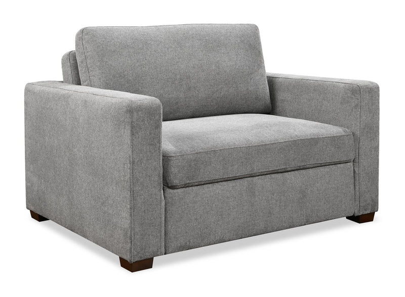 Dusk 52 \" Linen-Look Fabric Sleeper Chair with Track Arms - Grey