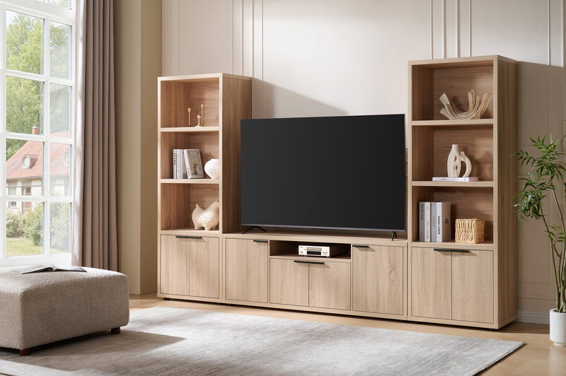 Noren 115\" 3-Piece Entertainment Centre with Storage for TVs up to 58\"- Light Oak