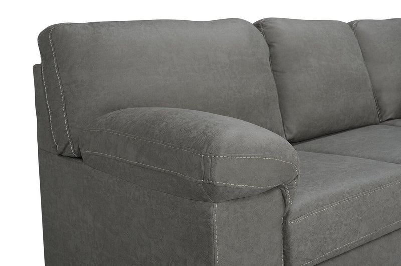 Made in Canada Morty 2-Piece Right-Facing Leather-Look Fabric Sectional with Accent Pillows - Grey 