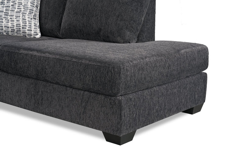 Made in Canada Morgan 2-Piece Right-Facing Chenille Fabric Condo Size Sectional with Accent Pillows - Grey