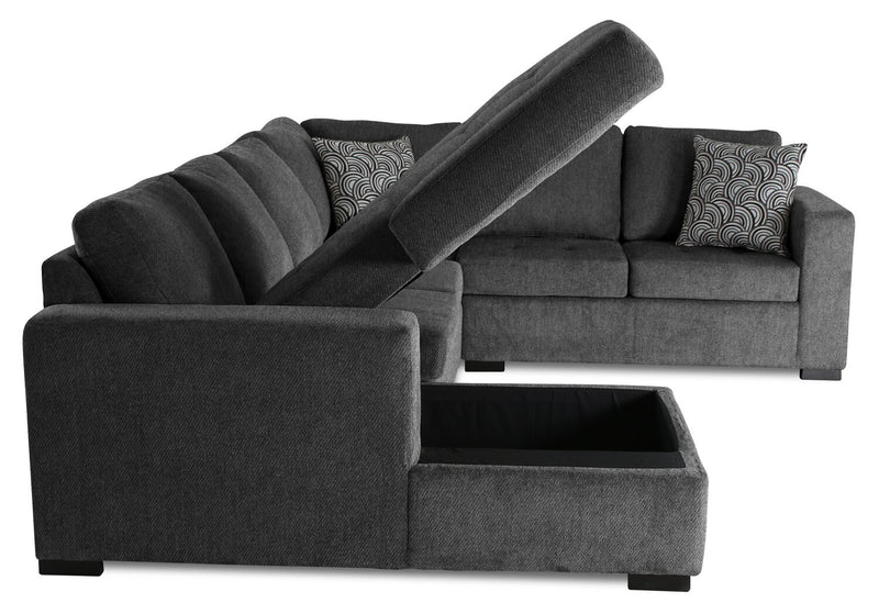 Legend 4-Piece Left-Facing Chenille Sleeper Sectional - Pepper 