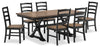 Raven 7pc Dining Package with 60-78\"\"W Extension Table & 6 Chairs - Two-Tone Black & Brown