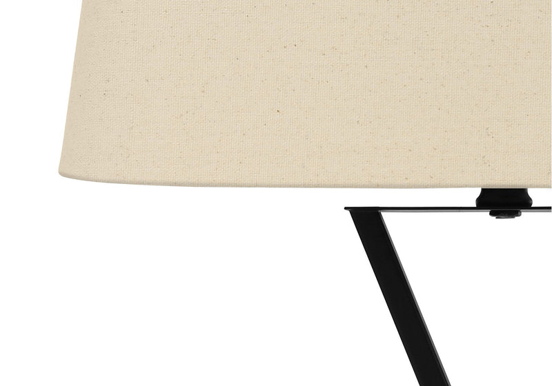 25\" Black Metal Table Lamp with USB Charging