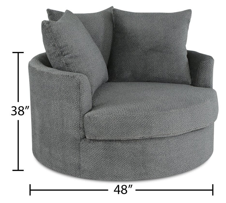 Made in Canada Grande 48\" Chenille Fabric Cuddler Accent Chair - Teddy Nightfall Grey 