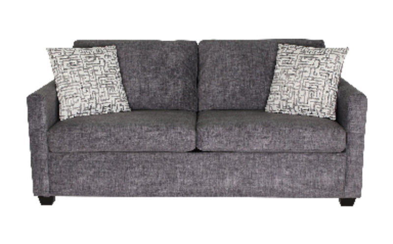 Dynasty Everlee 76.5\" Grey Microsuede Queen-Size Sofa Bed with Memory Foam and Two Accent Pillows
