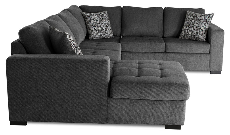 Legend 4-Piece Left-Facing Chenille Sleeper Sectional - Pepper 