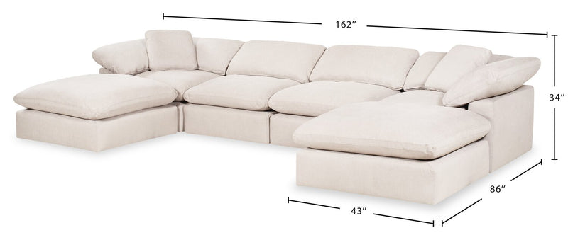 Eclipse 6-Piece Linen-Look Fabric Modular Sectional with 2 Ottomans - Linen