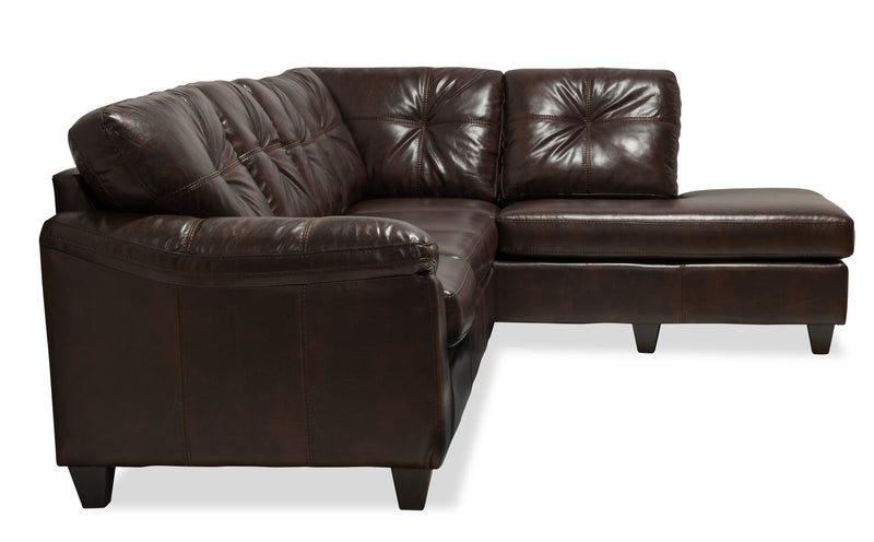 Made in Canada Addison 2-Piece Right-Facing Leather-Look Fabric Sectional with Removable Seat Cushions - Brown 