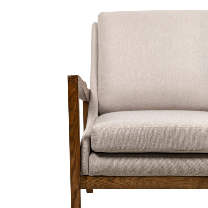 Echo 27.95\" Beige Fabric Accent Chair with Wood Arms and Legs