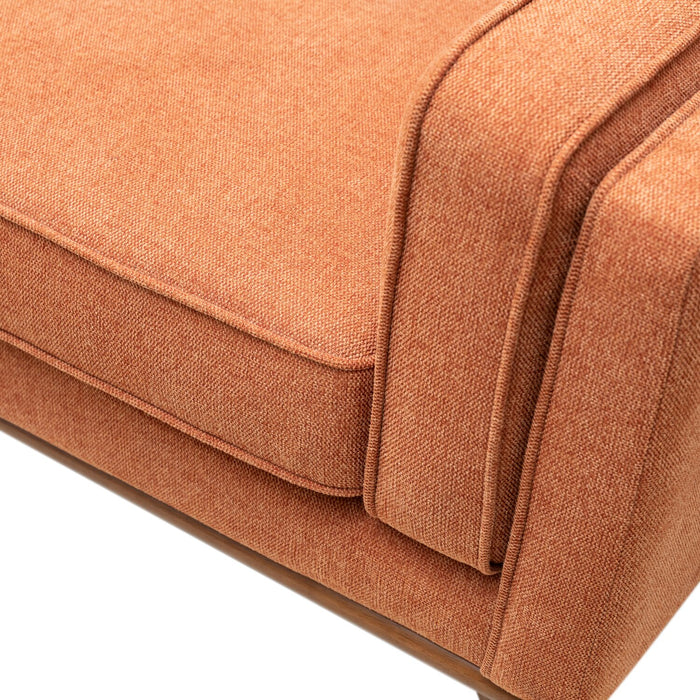 Kort & Co. Kassia 80\" Orange Linen-Look Fabric Condo-Size Sofa with Wood Base and Legs