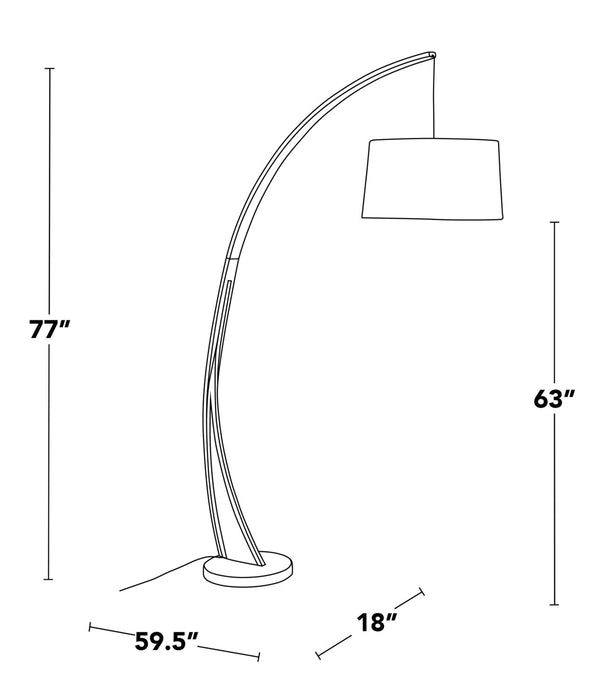 Sybil 18\" Mid-Century Modern Floor Lamp with Marble Base – Black Walnut