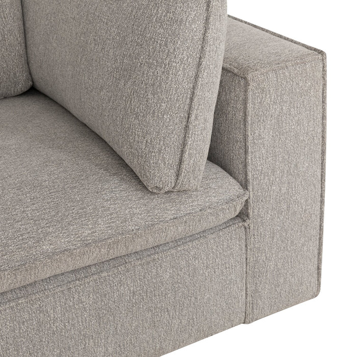 Fusion Modular 6-Piece Silver Grey Chenille Fabric Sectional with Removable Feather Down Back Cushions