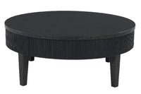 Sanford 42” Contemporary Round Solid Wood Coffee Table with Storage - Black 