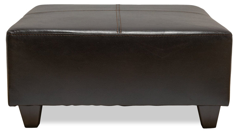 Made in Canada Addison 37\" Leather-Look Ottoman - Blackberry Black 