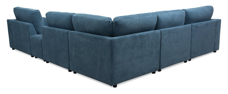 Voyage Modular 6-Piece Left-Facing Fabric Sectional with Console and Removable Back Cushions – Blue
