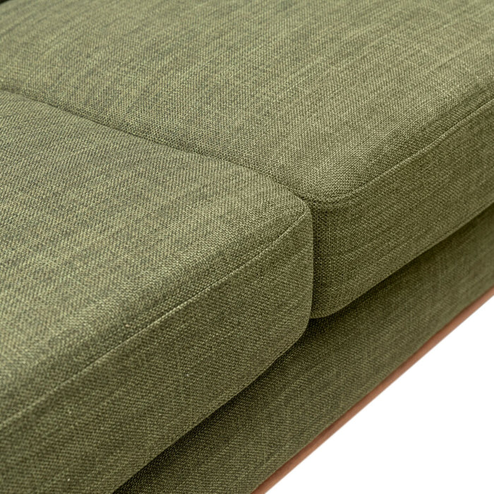 Kort & Co. Freeman 80” Avocado Green Linen-Look Fabric Condo Size Sofa with Wood Base and Legs