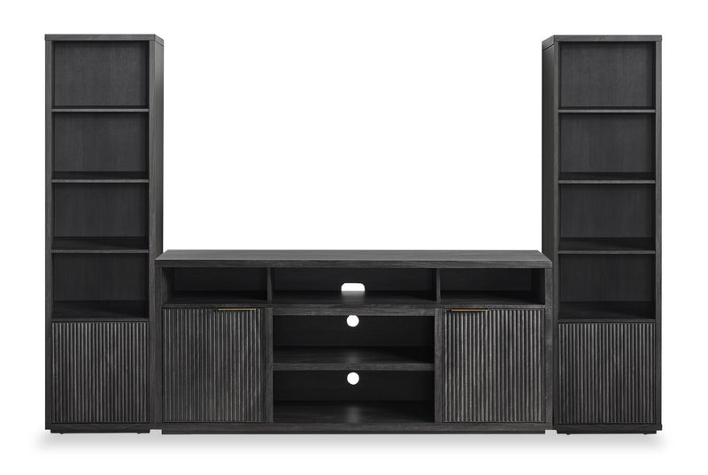 Brenner 104\" 3 Piece Entertainment Center with Storage for TVs Up To 60\" – Charcoal 