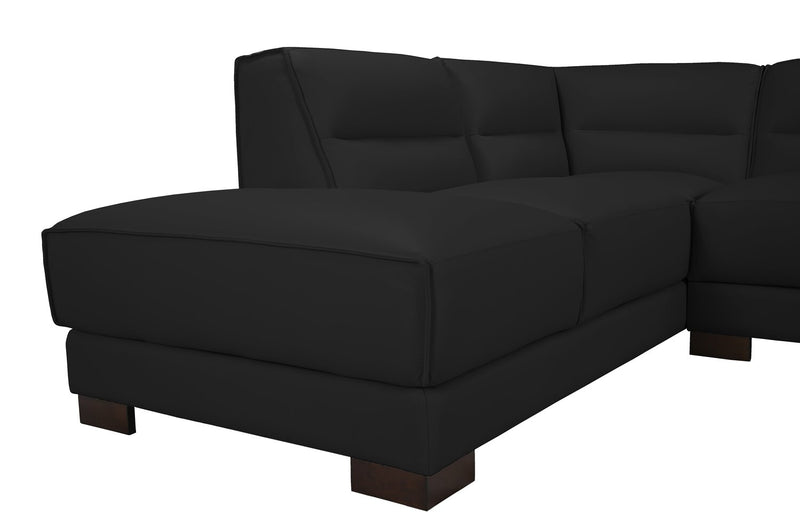 Citadel 2-Piece Left-Facing Top-Grain Genuine Leather Sectional with Rubberwood Legs - Black