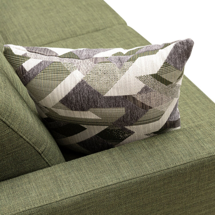 Kort & Co. Freeman 80” Avocado Green Linen-Look Fabric Condo Size Sofa with Wood Base and Legs