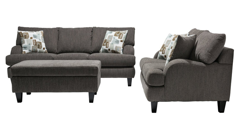 Nofia Chenille Storage Ottoman - Charcoal