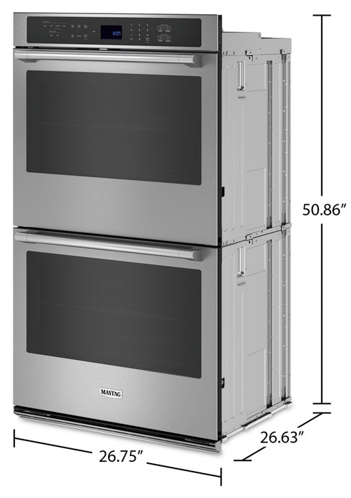 Maytag 27\" 8.6 Cu. Ft. Electric Double Wall Oven with True Convection - Fingerprint Resistant Stainl… 