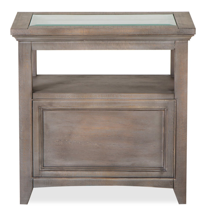 Hanson 15” Traditional Pine Chairside Table with Storage - Dovetail Grey