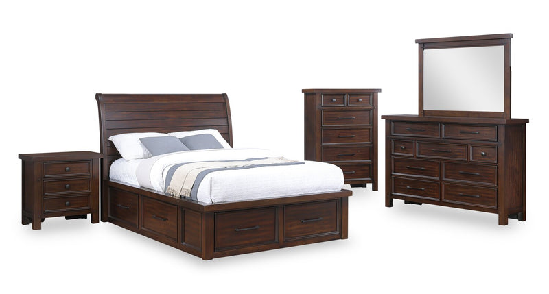 Sonoma Platform Two-Sided Storage Bed with Headboard & Frame, Mango Brown - Full Size