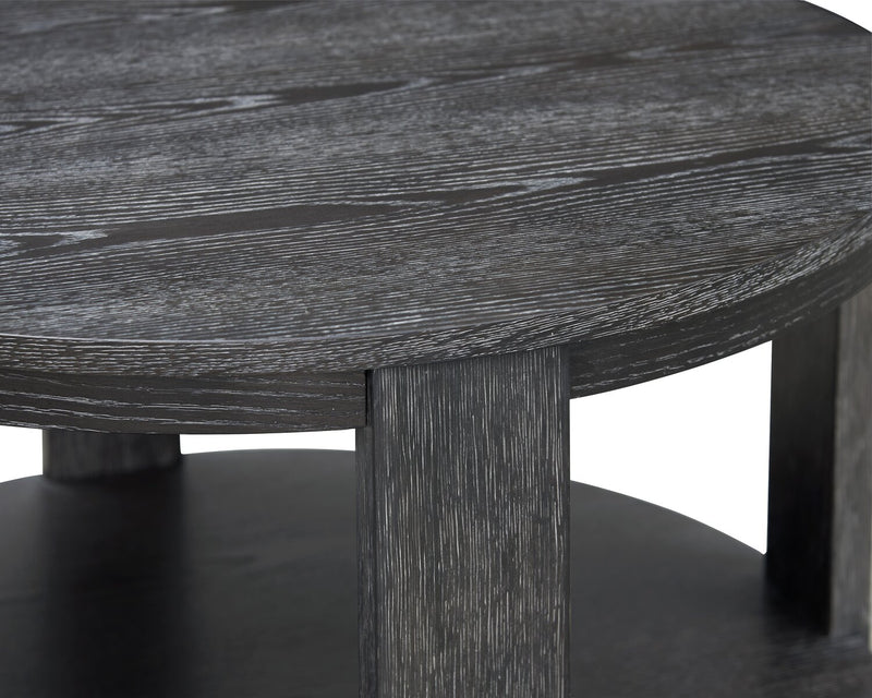 Declan 31.5\" Modern Round Coffee Table with Shelf - Black