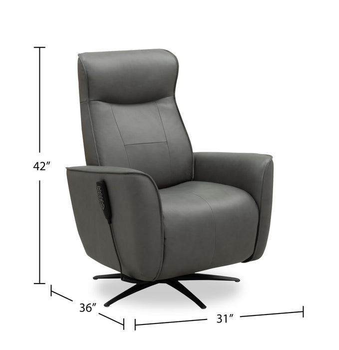 Serene 31\" Grey Genuine Leather Power Reclining Massage Chair with Power Headrest and Heated Seat