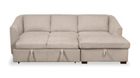 Envy 2-Piece Right-Facing Chenille Fabric Sleeper Sectional with Storage Chaise - Almond Beige 