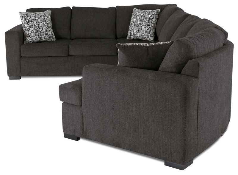 Legend 3-Piece Right-Facing Chenille Cuddler Sleeper Sectional - Pewter