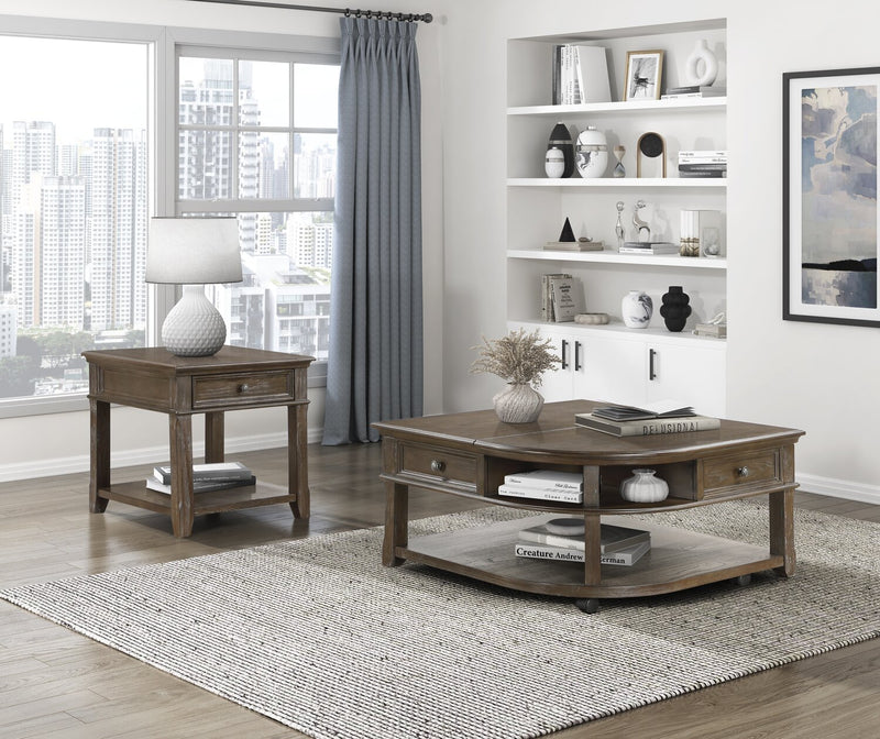 Weston 24” Traditional End Table with Storage and USB Port - Brown Elm