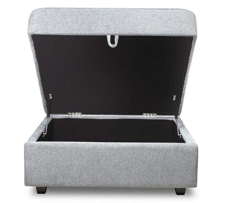 Scott Living Evolve Modular 39.5\" Linen-Look Fabric Storage Ottoman with Feather Down Cushion - Grey 