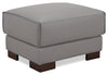 Citadel 28\" Top-Grain Genuine Leather Ottoman with Wood Legs - Grey 