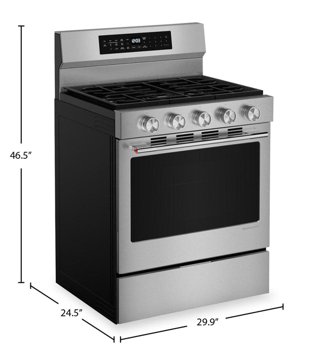 KitchenAid 30\" 5.0 Cu. Ft. Smart Gas Range with Convection Modes - Stainless Steel - KFGS530SPS
