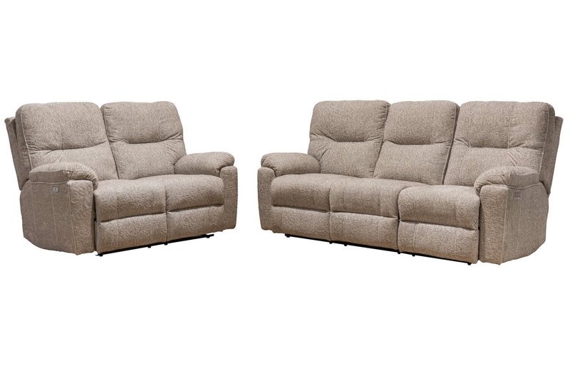 Made in Canada Dawson 64\" Fabric Power Reclining Loveseat with USB Port and Accent Pillows - Beige 