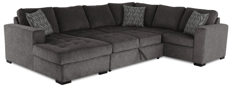 Legend 4-Piece Left-Facing Chenille Sleeper Sectional - Pewter 