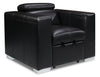 Drake 41.5\" Leather-Look Fabric Chair with Pull-Out Ottoman and Flip-Up Headrest - Black 