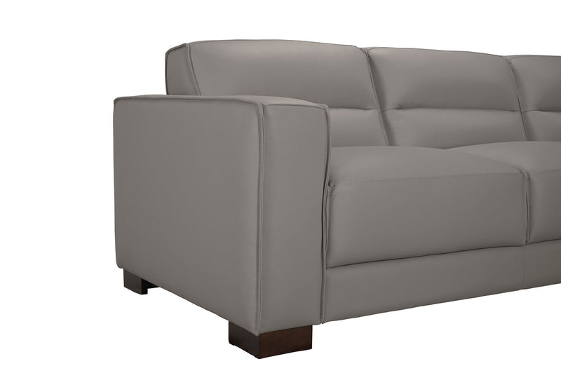 Citadel 3-Piece Right-Facing Top-Grain Genuine Leather Sectional with Rubberwood Legs - Grey