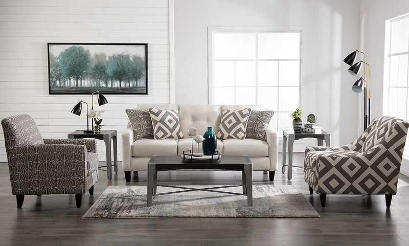 Made in Canada Cindy Crawford Home Kylie 32\" Linen-Look Fabric Accent Chair - Charcoal Square 
