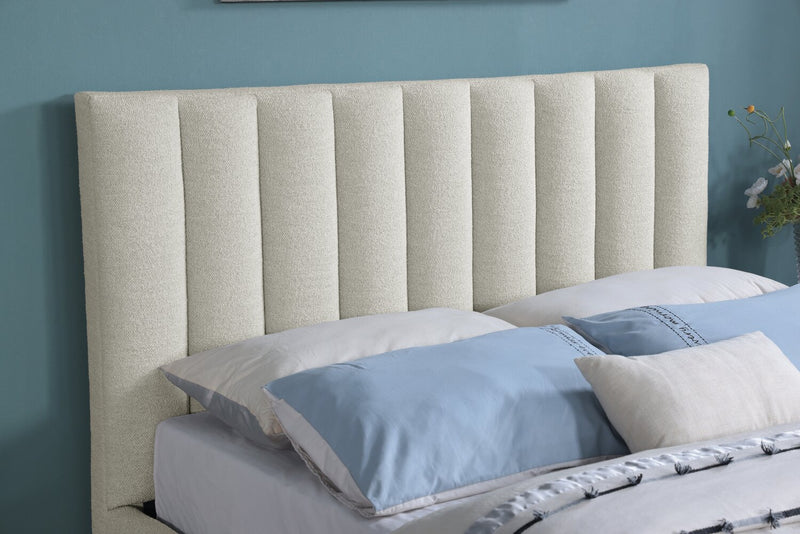 Kort & Co. Rain Upholstered Platform Bed in Taupe Fabric, Tufted - Full Size