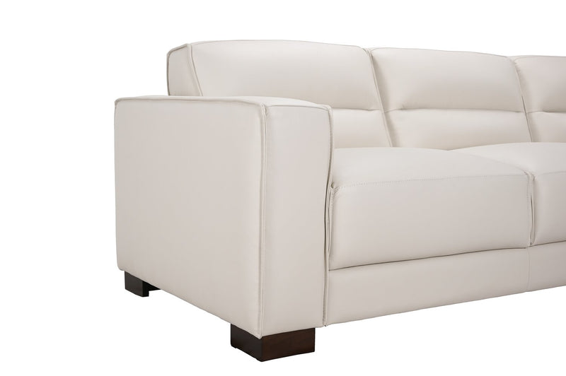 Citadel 3-Piece Right-Facing Top-Grain Genuine Leather Sectional with Rubberwood Legs - Frost White