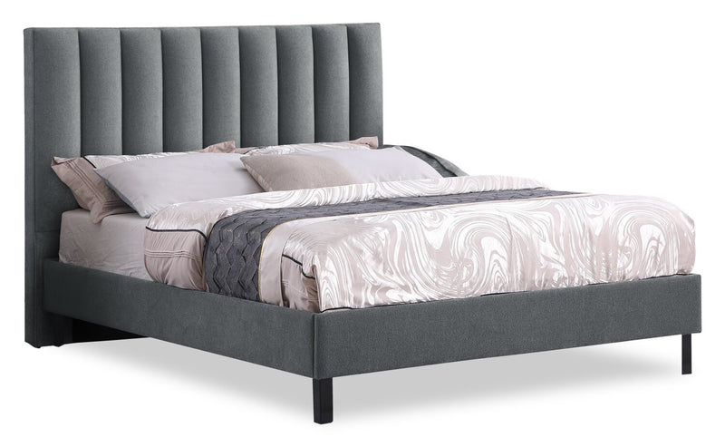 Amos Charcoal Upholstered Platform Bed Base - King