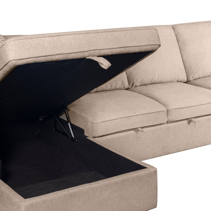 Scott Living Haven 3-Piece Right-Facing Chenille Fabric Cuddler Sleeper Sectional with Storage - Taupe