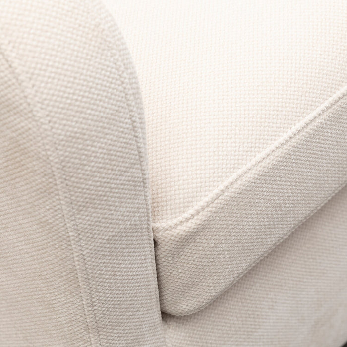 Ellie 29\" Beige Linen-Look Fabric Swivel Glider Accent Chair with Wingback and Recessed Arms 