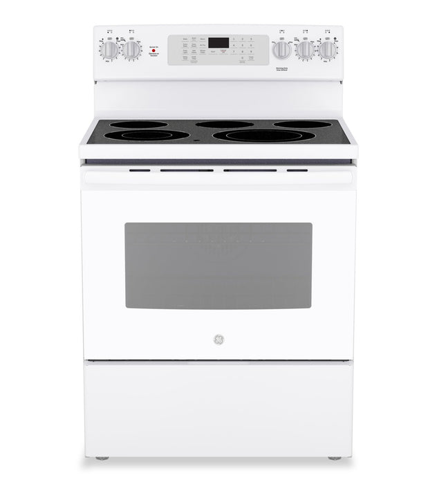 GE 5 Cu. Ft. Freestanding Electric Convection Range with No-Preheat Air Fry - White - JCB840DVWW