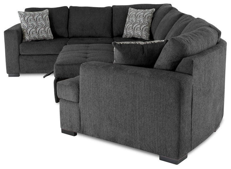 Legend 3-Piece Right-Facing Chenille Cuddler Sleeper Sectional - Pepper