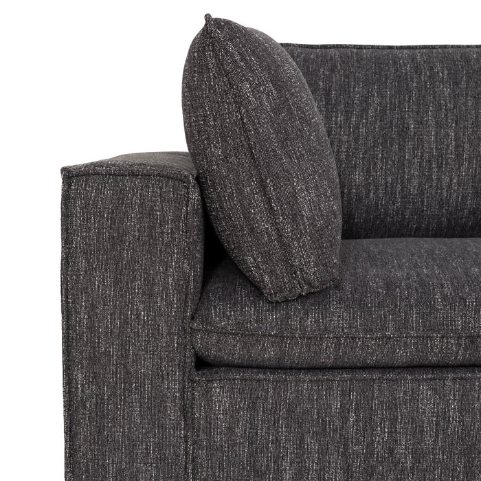 Fusion Modular 83.46\" Charcoal Grey Chenille Fabric Loveseat with Removable Feather Down Back Cushions 