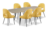 Joss 7pc Dining Set with Table & 6 Bay Chairs, 63-86.5