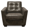 Clark 37\" Genuine Leather Accent Chair with Button Tufting – Charcoal 